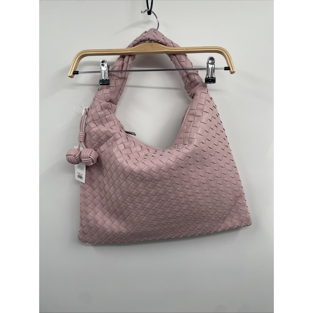 Alyssa Hobo Bag Womens Pink Dusty Rose Woven Leather Slouchy Shoulder Bag NWT‎